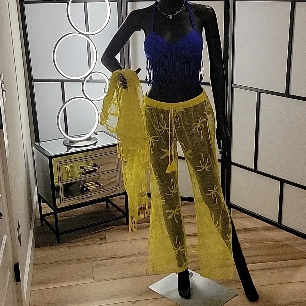 MIKEN Swim | 2-piece | Mesh Swimsuit Coverup | Sz. S | Mustard | NWOT + Swim top - Picture 5 of 17